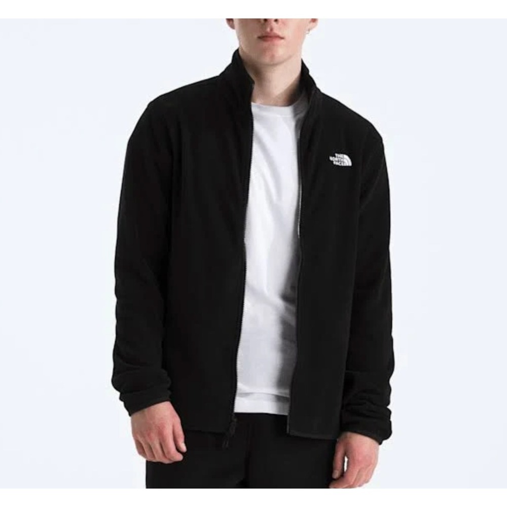 The‎ North Face Mens Black Full Zip Fleece Jacket Mock Neck Logo Midweight L